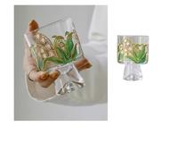 Dernucm Gilded Alpine Crystal Coffee Cup - 3D Relief Mountain Artistry & Gold-Accented Snowscape(WhiteLily of The Valley)