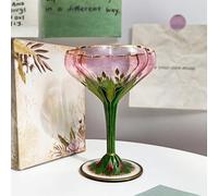 Dernucm Hand-Painted Crystal Glassware Set: Medieval Goblets, Champagne Flutes, Ice Cream Bowls & Austrian Vintage Red Wine Glasses | Elegant Dining & Gifts(Vintage Champagne Glass)