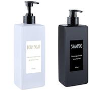 DEROANBOTT Shampoo and Conditioner Dispenser (Set of 2, 16.9oz) Modern Refillable Shampoo Pump Bottles for Shower Soap - Empty Body Wash Dispenser Set for Bathroom (White+Black)