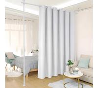 DEROFIT Room Divider, Tension Drilling Free Curtain Rods Freestanding Wall Divider Rod Adjustable Heavy Duty Partition Separator for Dividing Hanging Curtains, 28-70inch(W) 4-10ft (H)