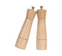 DeroTeno Salt and Pepper Grinder Set, Adjustable Ceramic & Stainless Steel Grinders, Rubber Wood, 22cm Height, 5.5cm Base Dia, Silver, Manual Operation