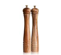 DeroTeno Salt and Pepper Mill Set, Pepper Grinder with Adjustable Stainless Steel Grinder, Salt Grinder with Ceramic Grinder, Acacia Wood, Height 30 cm
