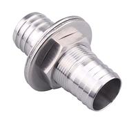 DERPIPE 1" Hex Bulkhead Hose Barb - Stainless Steel Barbed Straight Thru-Bulk Head Adapter Fitting