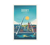 DERRY Co. Derry The Peace Bridge Vintage Travel Poster Canvas Poster Wall Art Decor Print Picture Paintings for Living Room Bedroom Decoration Unframe-style 12x18inch(30x45cm)