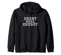 Derry Girl Energy Northern Ireland White Print Zip Hoodie