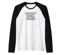 Derry Girl Vibes Northern Ireland Black Print Raglan Baseball Tee