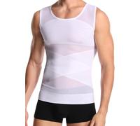 Derssity Men's Compression Vest Top Belly Slimming Body Shaper Undershirt to Hide Gynecomastia White,M