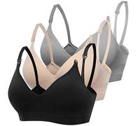Derssity Women's Wireless Nursing Bra Plus Size Soft Maternity Bra for Breastfeeding, Black/Beige/Grey, L--Fits for 36CD 38ABC