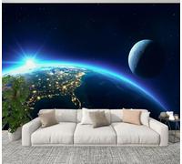 DERUINVAIO 3D Wall Mural 245x175cm Silk Wallpaper Earth Horizon Moon Photo Picture Wall Covering Murals Home Decorations for Bedrooms Living Room Posters (Non-Self-Adhesive)