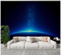 DERUINVAIO 3D Wall Mural 245x175cm Silk Wallpaper Earth Sunrise Space Photo Picture Wall Covering Murals Home Decorations for Bedrooms Living Room Posters (Non-Self-Adhesive)