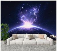 DERUINVAIO 3D Wall Mural 245x175cm Silk Wallpaper Earth View Night Photo Picture Wall Covering Murals Home Decorations for Bedrooms Living Room Posters (Non-Self-Adhesive)