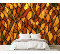 DERUINVAIO 3D Wall Mural 365x254cm Silk Wallpaper Autumn Stained Glass Mosaic Photo Picture Wall Covering Murals Home Decorations for Bedrooms Living Room Posters (Non-Self-Adhesive)