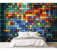 DERUINVAIO 3D Wall Mural 365x254cm Silk Wallpaper Colorful Abstract Geometric Photo Picture Wall Covering Murals Home Decorations for Bedrooms Living Room Posters (Non-Self-Adhesive)