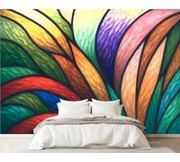 DERUINVAIO 3D Wall Mural 365x254cm Silk Wallpaper Colorful Abstract Stained Glass Photo Picture Wall Covering Murals Home Decorations for Bedrooms Living Room Posters (Non-Self-Adhesive)