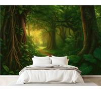 DERUINVAIO 3D Wall Mural 365x254cm Silk Wallpaper Mystical Forest Pathway Lush Greenery Photo Picture Wall Covering Murals Home Decorations for Bedrooms Living Room Posters (Non-Self-Adhesive)
