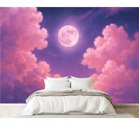 DERUINVAIO 3D Wall Mural 365x254cm Silk Wallpaper Pink Galaxy Photo Picture Wall Covering Murals Home Decorations for Bedrooms Living Room Posters (Non-Self-Adhesive)