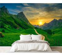DERUINVAIO 3D Wall Mural 365x254cm Silk Wallpaper Track Mountains Valle del Lago Photo Picture Wall Covering Murals Home Decorations for Bedrooms Living Room Posters (Non-Self-Adhesive)