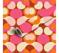DERUINVAIO 45x300 Peel and Stick Wallpaper 70s Retro Seamless Orange Brown Pink Beige 60s 70s Retro Style Contact Paper Self Adhesive Wallpaper Removable Wall Mural Wall Sticker for Bedroom Kitchen