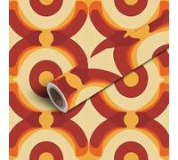 DERUINVAIO 45x300 Peel and Stick Wallpaper 70s Retro Vintage Mid Century Modern Seamless Contact Paper Self Adhesive Wallpaper Removable Wall Mural Wall Sticker for Bedroom Kitchen