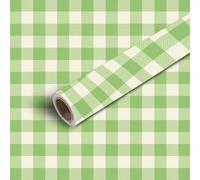 DERUINVAIO 45x300 Peel and Stick Wallpaper Green Gingham Plaid Seamless Contact Paper Self Adhesive Wallpaper Removable Wall Mural Wall Sticker for Bedroom Kitchen