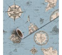 DERUINVAIO 45x300cm Peel and Stick Wallpaper Abstract Seamless Theme Travel Adventure Contact Paper Self Adhesive Removable Wallpaper Waterproof for Backsplash Bedroom Kitchen