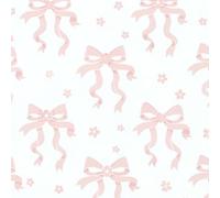 DERUINVAIO 45x300cm Peel and Stick Wallpaper Cute Seamless Pink Ribbon Bow White Coquette Contact Paper Self Adhesive Removable Wallpaper Waterproof for Backsplash Bedroom Kitchen
