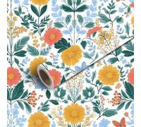 DERUINVAIO 45x300cm Peel and Stick Wallpaper Seamless Folk Art Design Elements Folk Contact Paper Self Adhesive Removable Wallpaper Waterproof for Backsplash Bedroom Kitchen