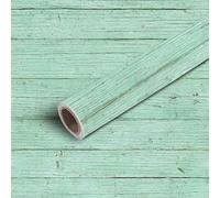 DERUINVAIO 45x300cm Peel and Stick Wallpaper Textured Light Green Wooden Planks Subtle Weathered Details Contact Paper Self Adhesive Removable Wallpaper Waterproof for Backsplash Bedroom Kitchen