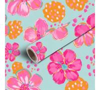 DERUINVAIO 45x300cm Peel and Stick Wallpaper Vibrant Pink Floral Orange Dots Light Blue Contact Paper Self Adhesive Removable Wallpaper Waterproof for Backsplash Bedroom Kitchen