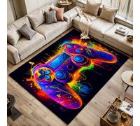 DERUINVAIO Area Rugs Living Room Large Vibrant Neon Gaming Controller Splashes Color 120x170 cm Washable Vintage Soft Rug Modern Non Slip Floor Carpet Mat for Kids Bedroom Kitchen Dining Room