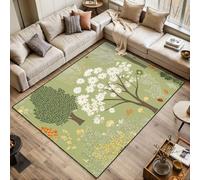 DERUINVAIO Area Rugs Living Room Large Whimsical Botanical Daisies Trees 120x170 cm Washable Vintage Soft Rug Modern Non Slip Floor Carpet Mat for Kids Bedroom Kitchen Dining Room