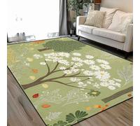 DERUINVAIO Area Rugs Living Room Large Whimsical Botanical Daisies Trees 160x230 cm Washable Vintage Soft Rug Modern Non Slip Floor Carpet Mat for Kids Bedroom Kitchen Dining Room