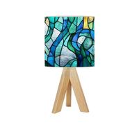 DERUINVAIO Bedside Table Lamp Tripod Desk Lamps Living Room Bedroom Blue Mint Green Pearl Seashell Wave Teal Abstract Marble Wooden Base Lampshade Kids Room Small Light for Reading Nightstand Shades