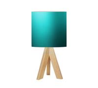 DERUINVAIO Bedside Table Lamp Tripod Desk Lamps Living Room Bedroom Teal Effect foil Turquoise Sparkle Texture Cyan Wooden Base Lampshade Kids Room Small Light for Reading Nightstand Shades
