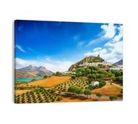 DERUINVAIO Canvas Wall Art 30X40cm Framed Prints de la Sierra town located Cadiz Artwork Modern Abstract Decoration Pictures Painting For Bedroom Living Room Walls Women Men House Warming Gifts