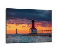 DERUINVAIO Canvas Wall Art 30X40cm Framed Prints St Joseph Sunset Artwork Modern Abstract Wall Decoration Pictures Painting For Bedroom, Living Room Walls