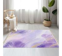 DERUINVAIO Large Cotton Boho Area Rugs Abstract Geometric Vibrant Shapes Bold Washable Hessian Bohemian Throw Tassel Printed Woven Rug Carpet for Kids Bedroom Living Room Bathroom