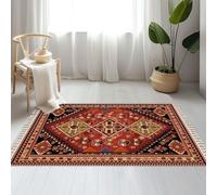DERUINVAIO Large Cotton Boho Area Rugs carpet tribal texture Easy to edit change 16 colors Washable Hessian Bohemian Throw Tassel Printed Woven Rug Carpet for Bedroom, Living Room, Bathroom