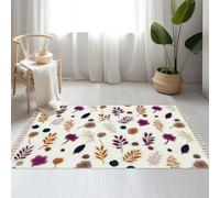 DERUINVAIO Large Cotton Boho Area Rugs floral fall autumn color palette seamless Washable Hessian Bohemian Throw Tassel Printed Woven Rug Carpet for Kids Bedroom Living Room Bathroom