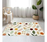 DERUINVAIO Large Cotton Boho Area Rugs floral fall autumn color palette seamless Washable Hessian Bohemian Throw Tassel Printed Woven Rug Carpet for Kids Bedroom Living Room Bathroom