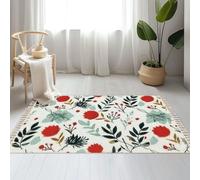 DERUINVAIO Large Cotton Boho Area Rugs floral fall autumn color palette seamless Washable Hessian Bohemian Throw Tassel Printed Woven Rug Carpet for Kids Bedroom Living Room Bathroom
