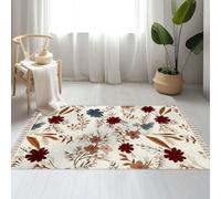 DERUINVAIO Large Cotton Boho Area Rugs floral fall autumn color palette seamless Washable Hessian Bohemian Throw Tassel Printed Woven Rug Carpet for Kids Bedroom Living Room Bathroom