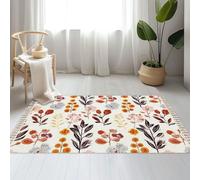 DERUINVAIO Large Cotton Boho Area Rugs floral fall autumn color palette seamless Washable Hessian Bohemian Throw Tassel Printed Woven Rug Carpet for Kids Bedroom Living Room Bathroom
