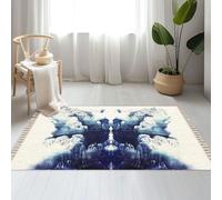 DERUINVAIO Large Cotton Boho Area Rugs rorschach inkblot test subconscious mind pictures Washable Hessian Bohemian Throw Tassel Printed Woven Rug Carpet for Bedroom, Living Room, Bathroom