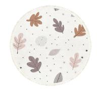 DERUINVAIO Large Round Rugs for Living Room Boho Cute Autumn Leaves Brown Pink Tones Non-Slip Boho Area Rug Machine Washable Floor Carpets Circle Carpet for Bedroom