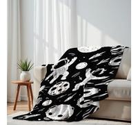 DERUINVAIO Lightweight Fleece Throw Blanket 130x150cm Astronaut open space UFOs spaceships Solar system Fluffy Couch Bed Sofas Washable All Season Blankets and Throws for Boys Girls Dog Cat