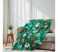 DERUINVAIO Lightweight Fleece Throw Blanket 130x150cm Festive Christmas Santa Penguins Gingerbread Fluffy Couch Bed Sofas Washable All Season Blankets and Throws Gifts for Boys Girls Dog Cat