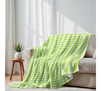 DERUINVAIO Lightweight Fleece Throw Blanket 130x150cm Green White Gingham Checkered Fabric Fluffy Couch Bed Sofas Washable All Season Blankets and Throws Gifts for Boys Girls Dog Cat