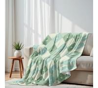 DERUINVAIO Lightweight Fleece Throw Blanket 130x150cm Minimalist Abstract Blue White Geometric Fluffy Couch Bed Sofas Washable All Season Blankets and Throws Gifts for Boys Girls Dog Cat