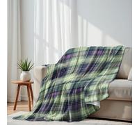 DERUINVAIO Lightweight Fleece Throw Blanket 130x150cm Plaid Purple Green Navy Blue Tones Fluffy Couch Bed Sofas Washable All Season Blankets and Throws Gifts for Boys Girls Dog Cat